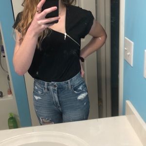 Black Top with silver zipper